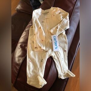 Carter's Beige Baby Footie with Fun Prints